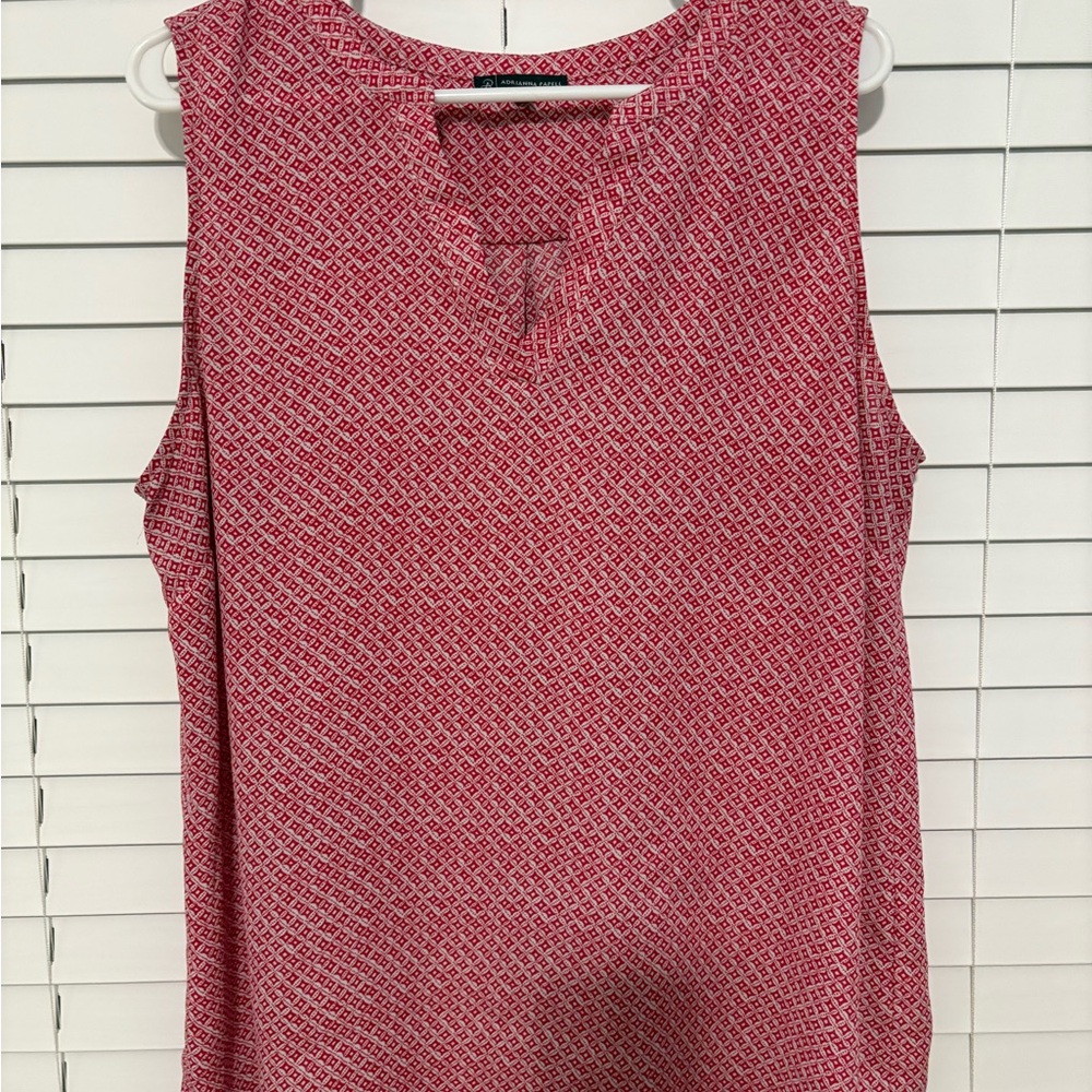 Adrianna Papell Sleeveless Red Geometric Blouse